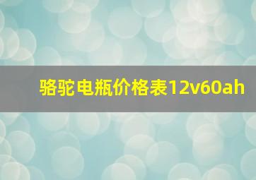 骆驼电瓶价格表12v60ah