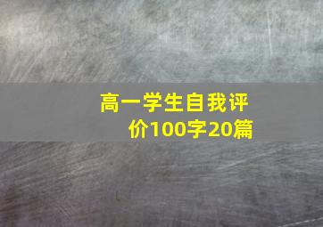 高一学生自我评价100字20篇