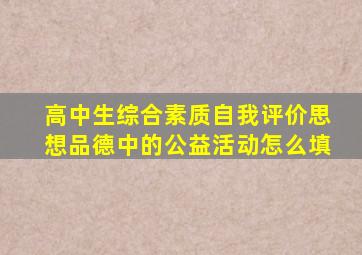 高中生综合素质自我评价思想品德中的公益活动怎么填