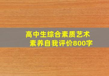 高中生综合素质艺术素养自我评价800字