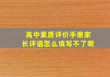 高中素质评价手册家长评语怎么填写不了呢