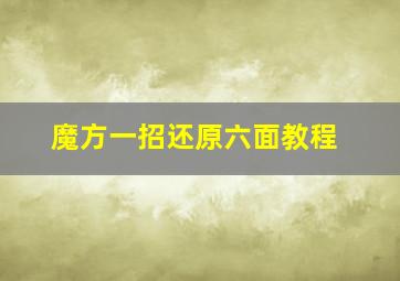 魔方一招还原六面教程