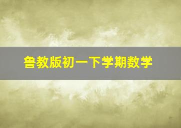 鲁教版初一下学期数学