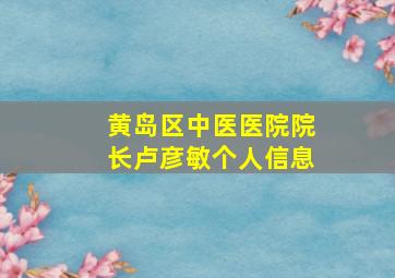 黄岛区中医医院院长卢彦敏个人信息