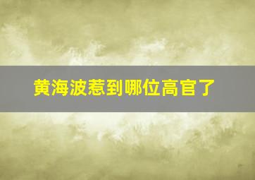 黄海波惹到哪位高官了