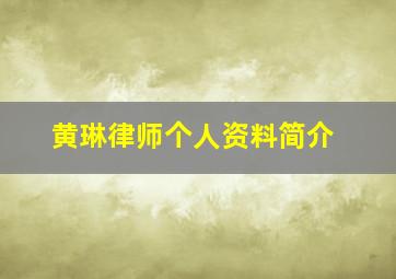 黄琳律师个人资料简介