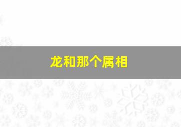 龙和那个属相