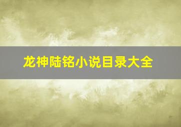 龙神陆铭小说目录大全