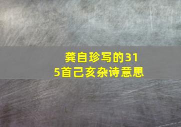 龚自珍写的315首己亥杂诗意思