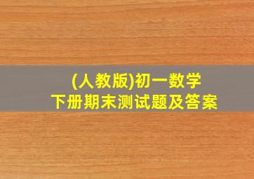 (人教版)初一数学下册期末测试题及答案