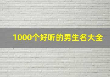 1000个好听的男生名大全