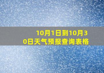 10月1日到10月30日天气预报查询表格