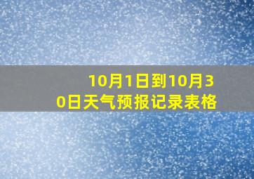 10月1日到10月30日天气预报记录表格