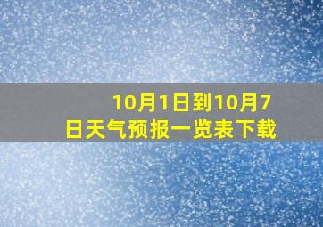 10月1日到10月7日天气预报一览表下载