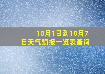 10月1日到10月7日天气预报一览表查询