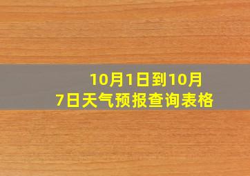 10月1日到10月7日天气预报查询表格