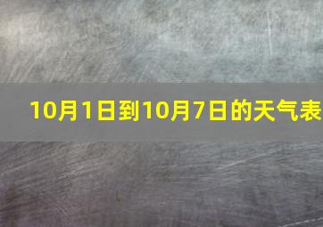 10月1日到10月7日的天气表