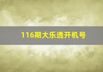 116期大乐透开机号