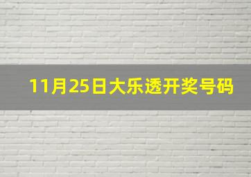 11月25日大乐透开奖号码