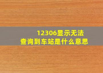 12306显示无法查询到车站是什么意思