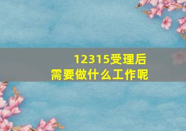 12315受理后需要做什么工作呢