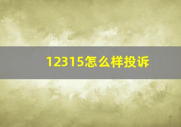 12315怎么样投诉