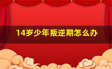 14岁少年叛逆期怎么办