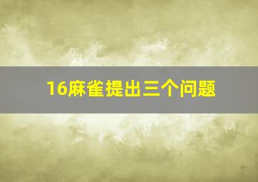 16麻雀提出三个问题