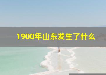 1900年山东发生了什么