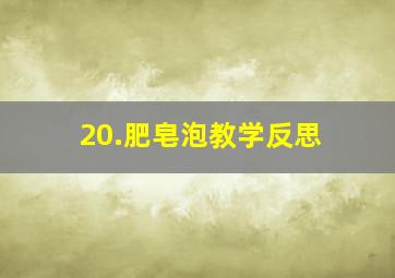 20.肥皂泡教学反思