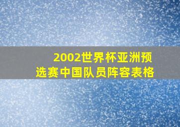 2002世界杯亚洲预选赛中国队员阵容表格