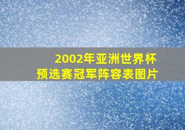 2002年亚洲世界杯预选赛冠军阵容表图片