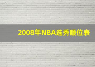 2008年NBA选秀顺位表