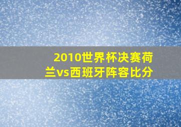 2010世界杯决赛荷兰vs西班牙阵容比分