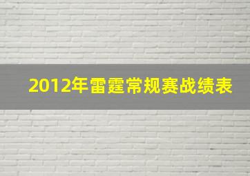 2012年雷霆常规赛战绩表