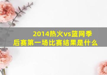 2014热火vs篮网季后赛第一场比赛结果是什么