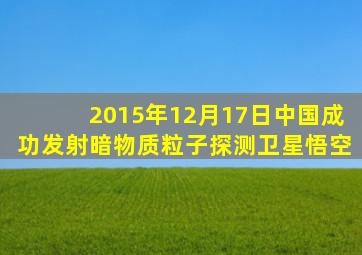 2015年12月17日中国成功发射暗物质粒子探测卫星悟空