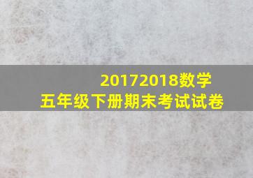 20172018数学五年级下册期末考试试卷