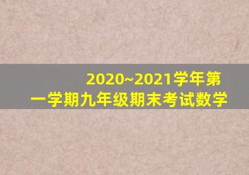 2020~2021学年第一学期九年级期末考试数学