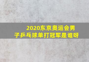 2020东京奥运会男子乒乓球单打冠军是谁呀