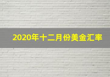 2020年十二月份美金汇率