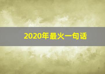 2020年最火一句话