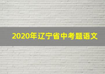 2020年辽宁省中考题语文