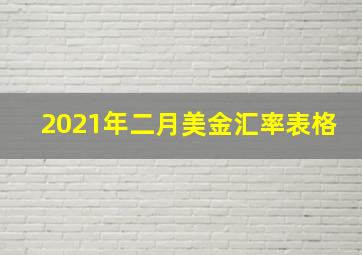 2021年二月美金汇率表格