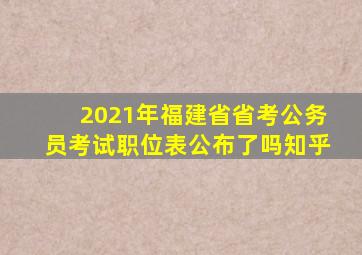 2021年福建省省考公务员考试职位表公布了吗知乎