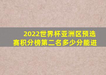 2022世界杯亚洲区预选赛积分榜第二名多少分能进