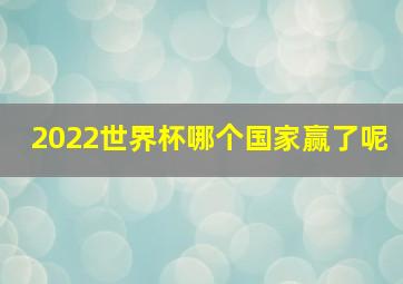 2022世界杯哪个国家赢了呢