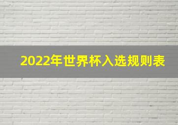 2022年世界杯入选规则表