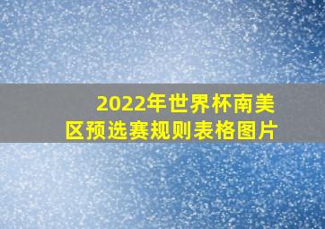 2022年世界杯南美区预选赛规则表格图片