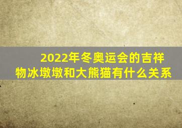 2022年冬奥运会的吉祥物冰墩墩和大熊猫有什么关系